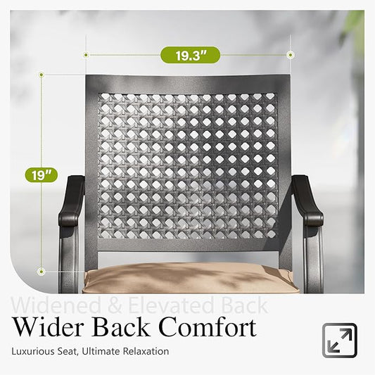 PHI VILLA Metal Outdoor Dining Chairs Set of 4 - Stackable Black Patio Chairs, 300lb Capacity (Beehive)