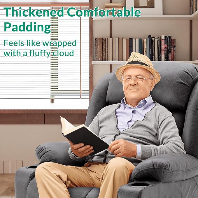 VIVIJASON Tall Man Dual Motor Power Lift Recliner Chair with Extended Footrest, Oversized Lay Flat Sleeper Electric Recliner W/Heat & Massage, Lumbar Pillow, USB & Type-C Ports, Infinite Position