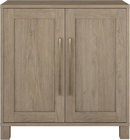 Henn&Hart 28" Wooden Accent Cabinet, Modern Sideboard Buffet Cabinet with 2 Doors and an Adjustable Shelf for Living Room, Dining Room, Bedroom or Entryway, Antiqued Gray Oak