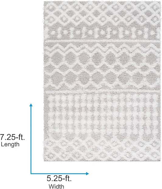 Livabliss Hapsburg Moroccan Shag Area Rug, 5'3" x 7'3", Light Gray