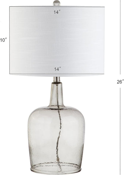 JONATHAN Y JYL4003A Augustine 26" Glass LED Table Lamp Modern Contemporary Bedside Desk Nightstand Lamp for Bedroom Living Room Office College Bookcase LED Bulb Included, Smoke Gray