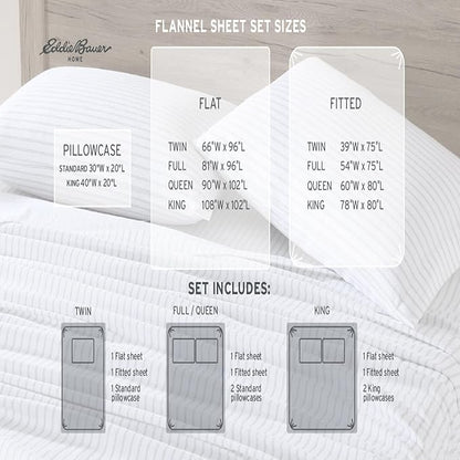 Eddie Bauer - Flannel Sheets Full Size, Anti-Pilling & Wrinkle Resistant Cotton, Touchably Soft for All-Season Comfort - Bed Sheets with Matching Pillowcases & Fitted Sheet (Bear Family Grey)