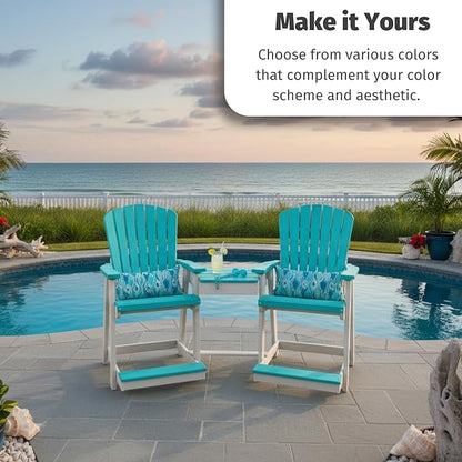 DutchCrafters Plastic Poly Outdoor Bistro Set with 2 Chairs and Attached Center Table, 3 Piece Patio Furniture Set - Amish Made in USA (Tudor Brown & Weatherwood)