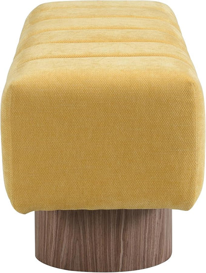 Christopher Knight Home Manila 50" Chenille Fabric Dining Bench for 2 People, Upholstery Ottoman Bench, End of Bed Footstool, Living Room Sofa Extra Seat/Footrest, No Assembly Needed, Mustard Yellow