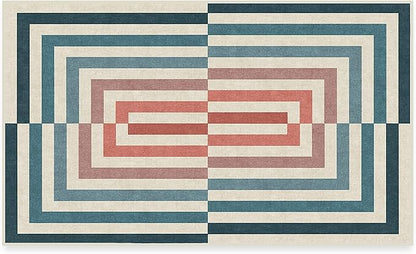 RUGGABLE x Jonathan Adler Washable Modern Area Rug – Op Art Teal 3x5, Stain-Resistant, Non-Slip – Small Machine Washable Rugs for Living Room, Bedroom, Hallway, Entryway & Office–with Cushioned Pad
