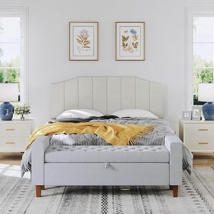 Velvet Queen Size Headboard, Upholstered Headboard Queen/Full Size Wall Mount and Bed Frame Mount, Featuring High-Density Sponge Padding Luxury Texture Easy Assembly Comfort Style-Cream