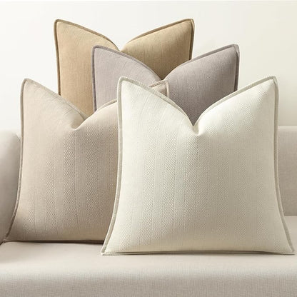 ZWJD Throw Pillow Covers 18x18 Set of 4 Chenille Pillow Covers with Elegant Design Soft and Luxurious Decorative Throw Pillows for Couch, Bed, and Home Decor