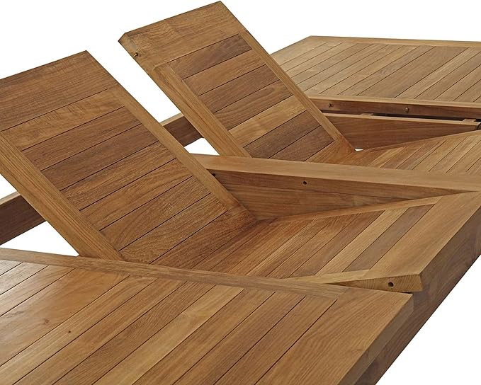 Grade-A Teak Outdoor Dining Set-95"X40" 9 Pieces | Rectangle Double Extension Table & 8 Java Arm Chairs | Wooden Outdoor Seating for Garden Fine Sanded, Natural Finish