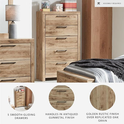 Signature Design by Ashley Hyanna Rustic 5 Drawer Chest, Rustic