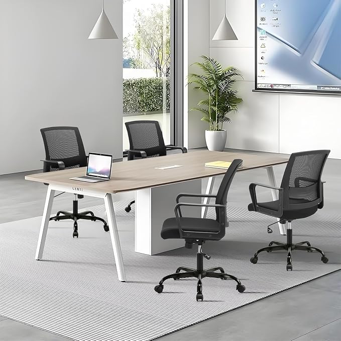 CLATINA Ergonomic Desk Chair, Mid Back Mesh Computer Chair with Lumbar Support and Armrest, Height Adjustable Swivel Chair for Home Office, Black (1PK)