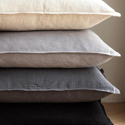 Foindtower Pack of 2, Decorative Linen Soild Throw Pillow Covers Soft Accent Cushion Case Boho Farmhouse Neutral Pillowcase for Chair Couch Sofa Bedroom Living Room Home Decor 16 x 16 Inch Black