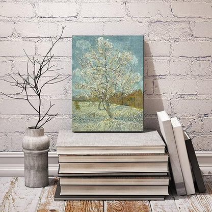 Wieco Art The Pink Peach Tree Canvas Prints Wall Art by Van Gogh Classic Famous Oil Paintings Reproduction Modern Gallery Wrapped Landscapes Giclee Picture Artwork