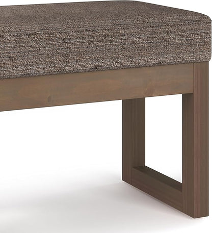 SIMPLIHOME Milltown 27 inch Wide Contemporary Rectangle Footstool Ottoman Bench in Mink Brown Tweed Look Fabric, Assembled, for the Living Room and Bedroom