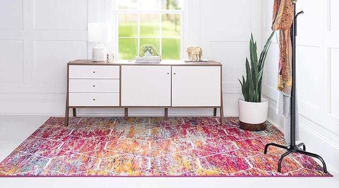 Unique Loom Trellis Frieze Collection Area Rug - Geometric (4' x 6', Multi/ Ivory)
