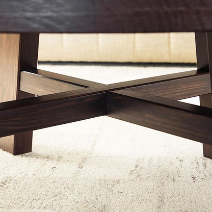 Walker Edison Colt Modern Farmhouse Solid Wood Round Coffee Table, 36 Inch, Espresso