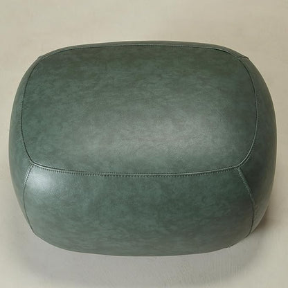 KINWELL 23" Wide Faux Leather Upholstered Ottoman, Mid-Century Modern Living Room Footrest with Soft Padded Seat, Footstool for Bedroom, Entryway or Living Room, Green