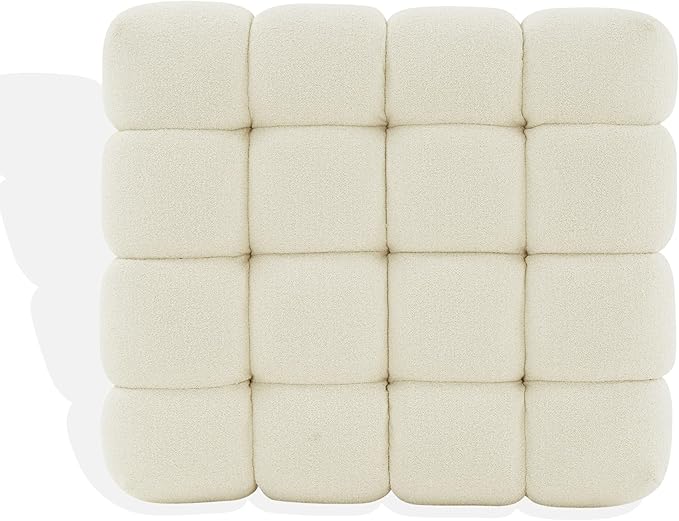 SAFAVIEH Couture Collection Calyna Cream Boucle Tufted Upholstered Ottoman