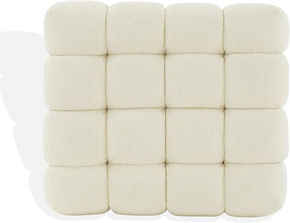 SAFAVIEH Couture Collection Calyna Cream Boucle Tufted Upholstered Ottoman