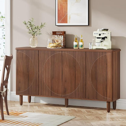 Tribesigns Buffet Cabinet Sideboard with Storage, Modern Storage Cabinet Sideboard Buffet Table with Doors for Living Room Kitchen Dining Room (Brown)