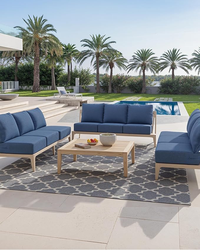 Luxury 24x24x6 Inch Outdoor Seat Cushions - Set of 2 Water Resistant Patio Chair Comfortable Cushion for Porch Set Rattan Dining Rocker Glider Loveseat Couch Sectional Sofa - Navy Blue