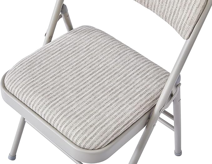 2 Pack Folding Chairs with Fabric Padded Cushion and Back, Commercial Grade Metal Chairs with Comfortable SOFT Fabric Cushion for Home and Office, for Indoor and Outdoor Events (2, White-Fabric)