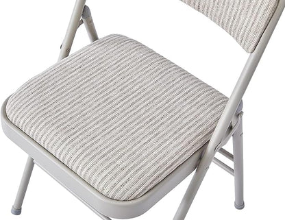 2 Pack Folding Chairs with Fabric Padded Cushion and Back, Commercial Grade Metal Chairs with Comfortable SOFT Fabric Cushion for Home and Office, for Indoor and Outdoor Events (2, White-Fabric)