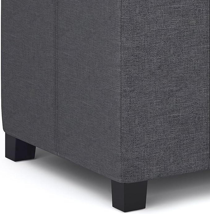 SIMPLIHOME Dover 36 inch Wide Contemporary Rectangle Storage Ottoman Bench in Slate Grey Linen Look Fabric, Assembled, for the Living Room, Entryway and Family Room