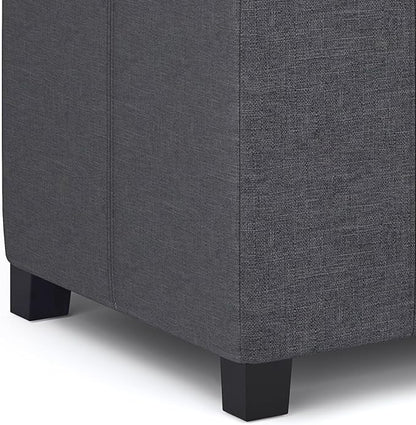 SIMPLIHOME Dover 36 inch Wide Contemporary Rectangle Storage Ottoman Bench in Slate Grey Linen Look Fabric, Assembled, for the Living Room, Entryway and Family Room