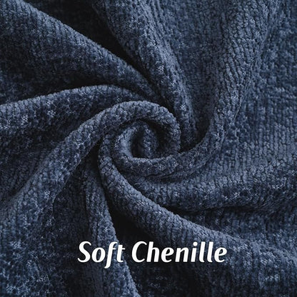 FUTEI Navy Blue Chenille Throw Pillow Covers 16x16 Inch Set of 2,Soft Cozy Bound Edge Design Cushion Case,Home Decor for Couch Bed Living Room