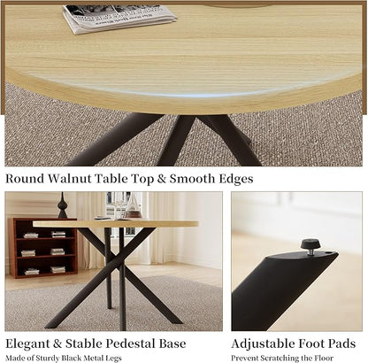 45.3 Inch Round Dining Table Set for 4, Mid Century Modern Small Coffee Set for Dining Room Kitchen Apartment (Cream Table + 4 White Shell Chairs)