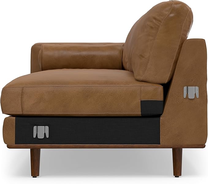 SIMPLIHOME Morrison Right Sectional Sofa in Full-Grain Genuine Leather, Caramel Brown, 102-inches Wide, L-Shaped Leather Couch with Right Chaise for the Living Room and Family Room