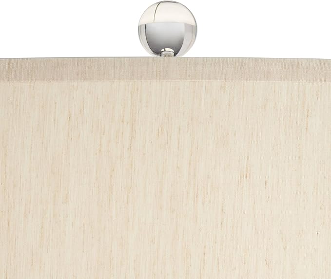Possini Euro Design Teresa Modern Coastal Table Lamp 31" Tall with Square White Marble Riser Teal Ceramic Beige Drum Shade for Bedroom Living Room Nightstand Bedside Night Stand Office Kids Room