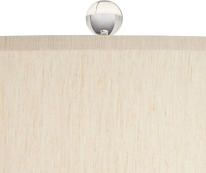 Possini Euro Design Teresa Modern Coastal Table Lamp 31" Tall with Square White Marble Riser Teal Ceramic Beige Drum Shade for Bedroom Living Room Nightstand Bedside Night Stand Office Kids Room