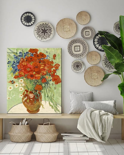 Wieco Art Red Poppies and Daisies Large Canvas Prints Wall Art of Van Gogh Famous Floral Oil Paintings Reproduction Abstract HD Classical Flowers Pictures Artwork for Bathroom Home Decorations