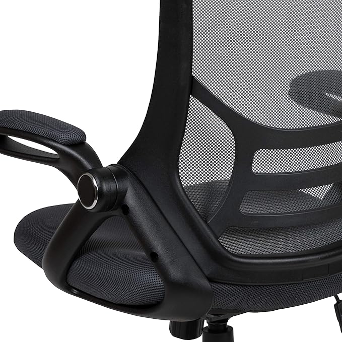 Flash Furniture Porter High-Back Swivel Office Chair with Adjustable Lumbar Support and Seat Height, Ergonomic Mesh Desk Chair with Flip-Up Armrests, Black