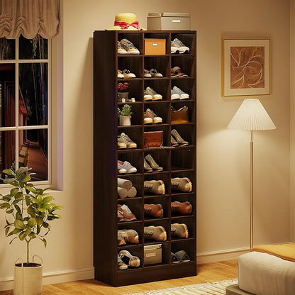 Tribesigns 10-Tier Shoe Storage Cabinet Set of 2, Espresso Wooden Shoe Rack with 30 Cubbies, Freestanding Tall Entryway Shoe Organizer for Closet, Entryway, Living Room
