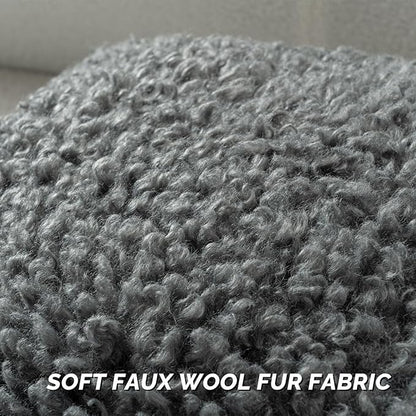 FUTEI Dark Grey Decorative Throw Pillow Covers 20x20 Inch Set of 2,Soft Fluffy Faux Wool Fur Boucle Textured Cushion Case,Modern Home Decor for Couch Bed Living Room Office