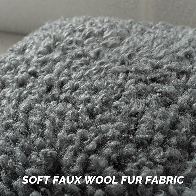 FUTEI Dark Grey Decorative Throw Pillow Covers 16x16 Inch Set of 2,Soft Fluffy Faux Wool Fur Boucle Textured Cushion Case,Modern Home Decor for Couch Bed Living Room Office