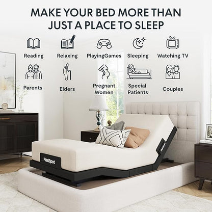 FLEXISPOT Adjustable Bed Frame Base Twin XL+12-inch Certipur-US Hybrid Mattress with Individual Pocket Spring, Quick Assembly, Massage, Zero Clearance, Whisper Quiet Durable Motor, Zero Gravity