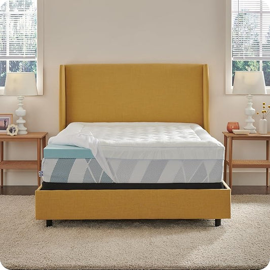 Sealy Dreamlife 3” Gel Memory Foam Full Mattress Topper with 1” Quilted Cooling Cover, SealyComfort Gel Foam, SealyCool Poly Blend Cover