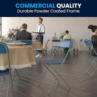 Flash Furniture Hercules Series Plastic Folding Chair - Blue - 6 Pack 650LB Weight Capacity Comfortable Event Chair-Lightweight Folding Chair
