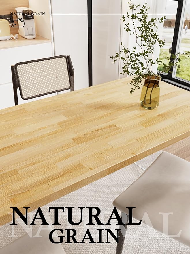 8FT Butcher Block Countertop Birch Solid Wood - 98" x 25" Table Top Butcher Block Cutting Board for Kitchen Island Cart Living Dining Office Desk Washer Dryer Countertop Replacement Unfinished 1.5" Th
