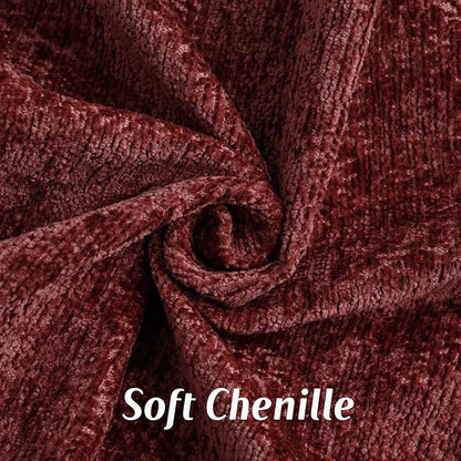 FUTEI Burgundy Chenille Throw Pillow Covers 12x20 Inch Set of 2,Soft Cozy Bound Edge Design Lumbar Pillow Cases,Home Decor for Couch Bed Living Room