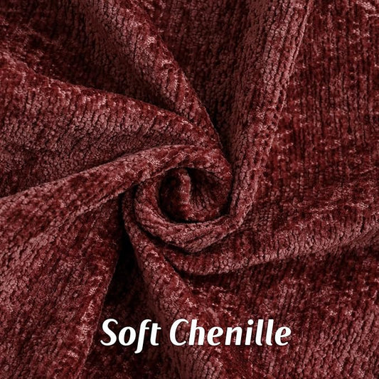 FUTEI Burgundy Chenille Throw Pillow Covers 24x24 Inch Set of 2,Soft Cozy Bound Edge Design European Cushion Cover,Home Decor for Couch Bed Living Room