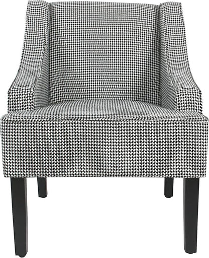 Homepop Home Decor | Upholstered Classic Swoop Arm Accent Chair | Accent Chairs for Living Room & Bedroom | Decorative Home Furniture, Black and White