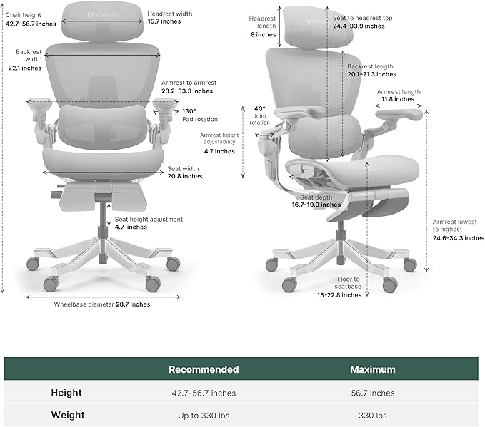 HINOMI H2 Pro Premium Ergonomic Office Chair - Comfy Home Office Desk Computer Chair with Adjustable Back Support, Swivel Wheels, Flip-up Arms, Comfortable Mesh Seat for Desk Work (Gray)