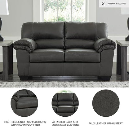 Signature Design by Ashley Bladen Faux Leather Loveseat, Gray
