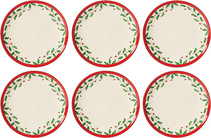 Lenox 893491 Holiday 6-Piece Accent Plate Set, Christmas Dinnerware, Hosting