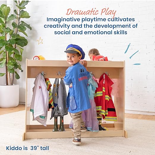 ECR4Kids Streamline Dress-Up Island, Costume Organizer, Natural