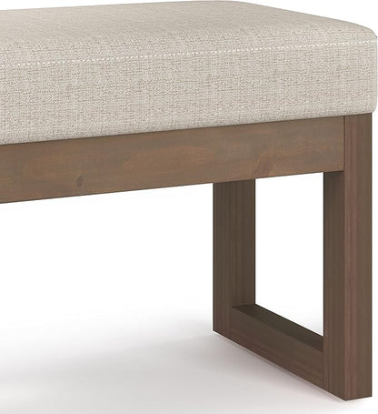 SIMPLIHOME Milltown 27 inch Wide Contemporary Rectangle Footstool Ottoman Bench in Platinum Tweed Look Fabric, Assembled, for the Living Room and Bedroom
